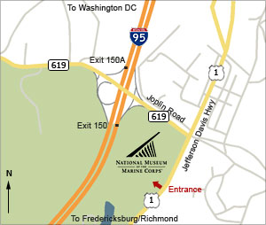 Map of Rt. 95 (Triangle, VA) to Musuem