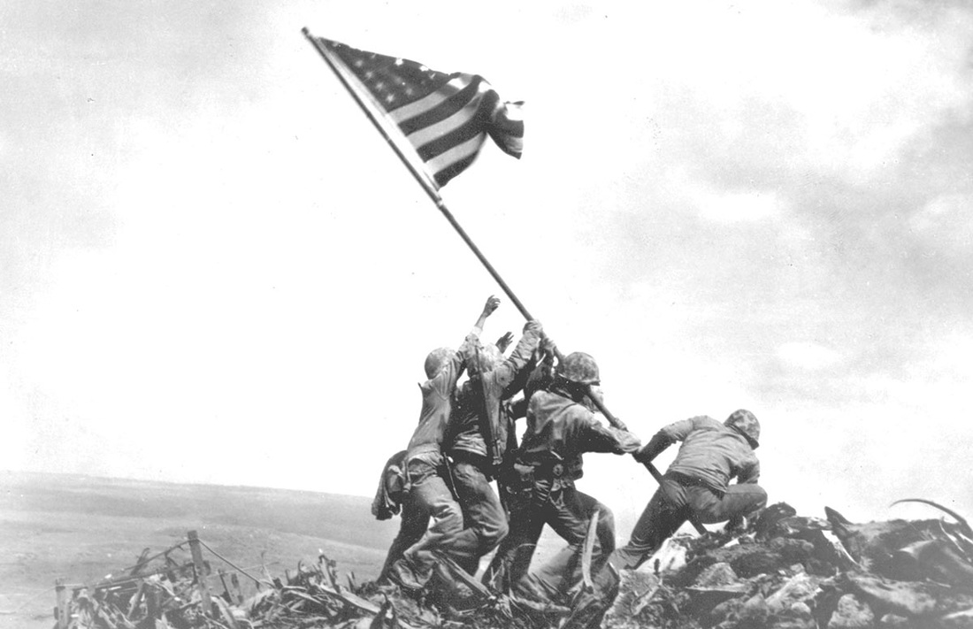 Photo of flag raising on Iwo Jima